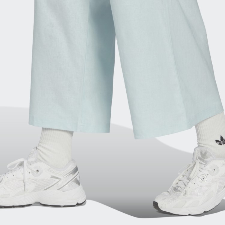 Calça Larga De Linho Azul 7/8 Adidas