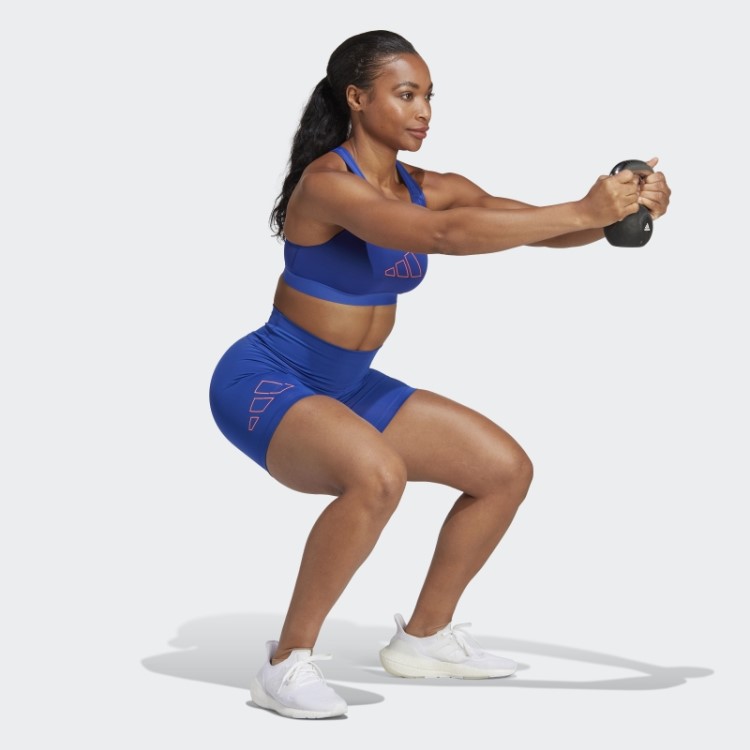 Meia-calça Curta Optime Hyperbright Training Azul Adidas