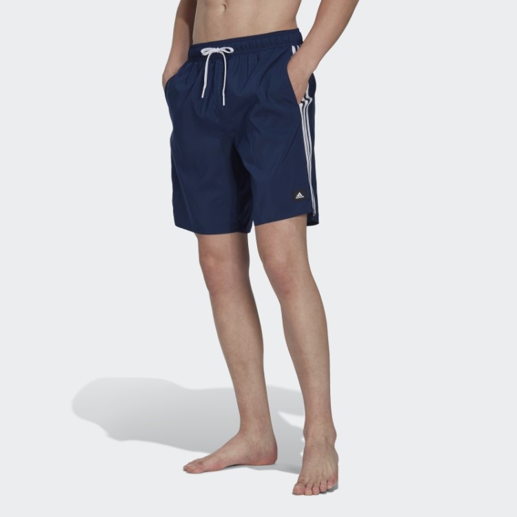 Short De Natação Branco Adidas 3 Listras Clx