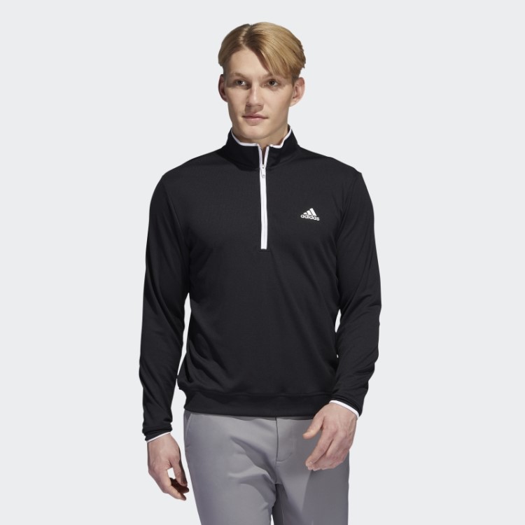 Pulôver De Zíper Preto Adidas