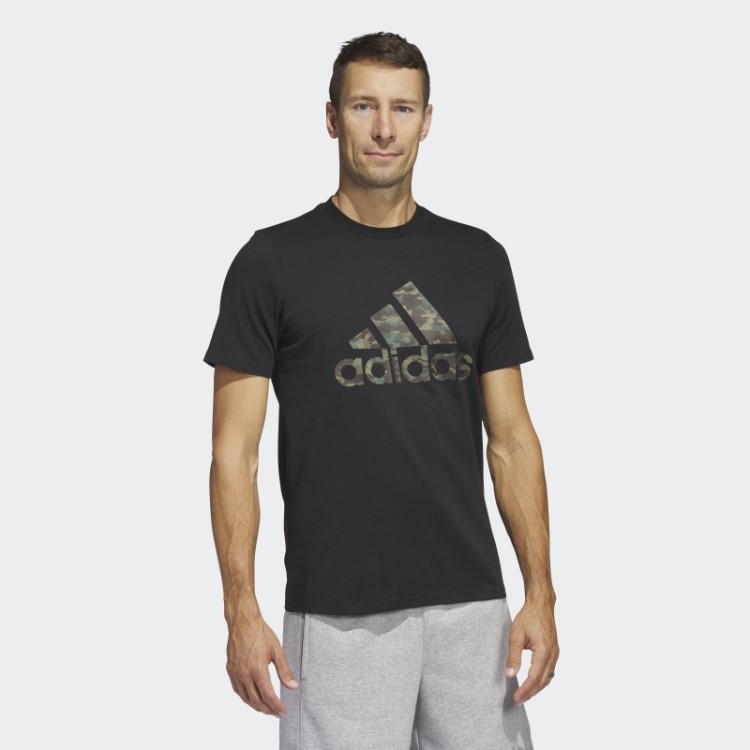 Camiseta Camuflada Preta De Manga Curta Adidas
