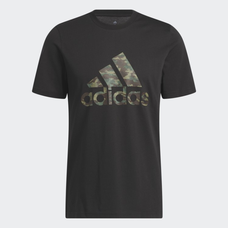 Camiseta Camuflada Preta De Manga Curta Adidas