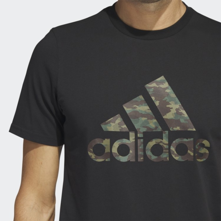 Camiseta Camuflada Preta De Manga Curta Adidas