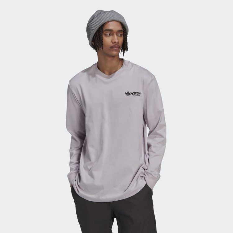 Camiseta Estampada De Manga Longa Malva Adidas