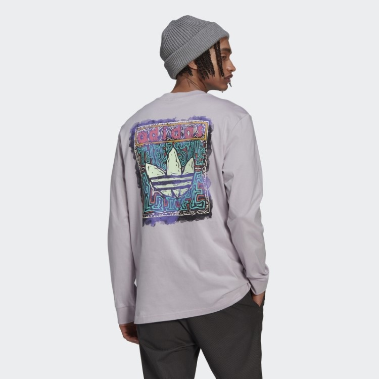 Camiseta Estampada De Manga Longa Malva Adidas