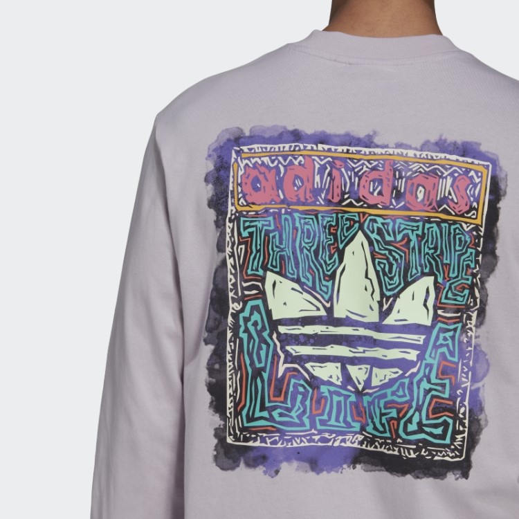 Camiseta Estampada De Manga Longa Malva Adidas