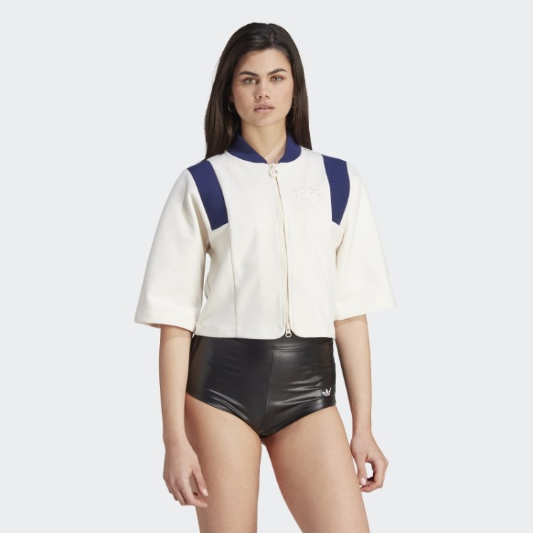 Jaqueta Cropped Versão Azul Adidas Branca