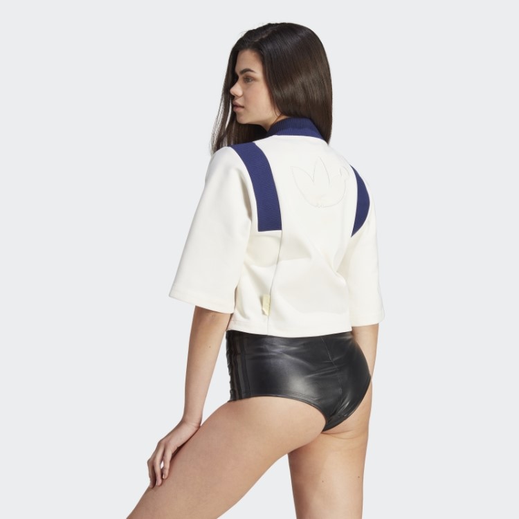 Jaqueta Cropped Versão Azul Adidas Branca