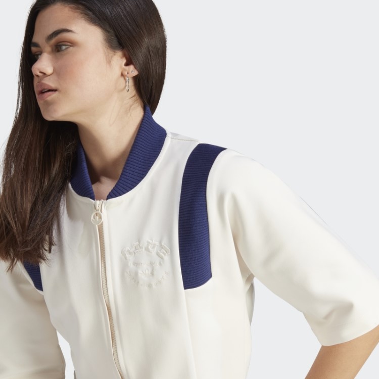 Jaqueta Cropped Versão Azul Adidas Branca