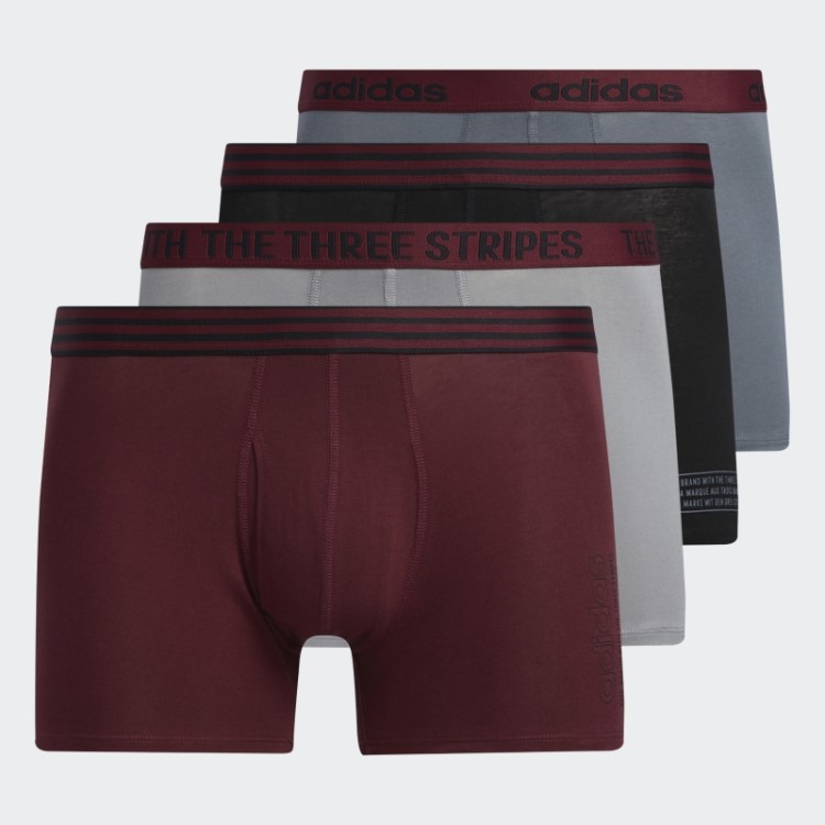 Cuecas Tronco De Algodão Adidas Core 4 Pares Bordô