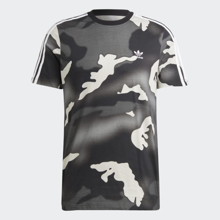 Camiseta Com Estampa Camuflada Preta Adidas