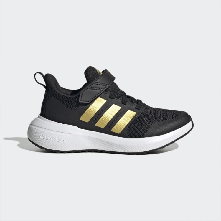 Adidas Fortarun 2.0 Cloudfoam Sapato De Renda Elástico Com Tira Superior Dourado Metálico