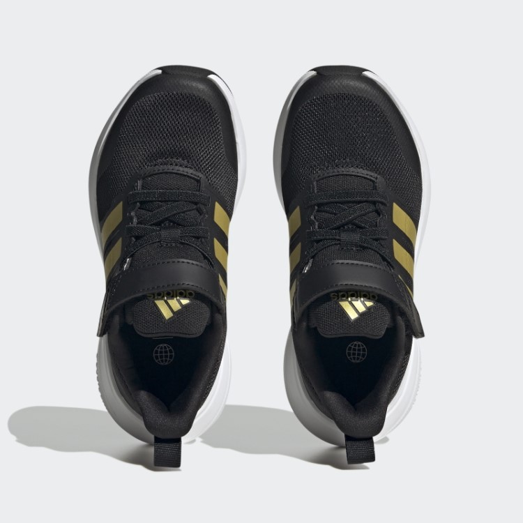 Adidas Fortarun 2.0 Cloudfoam Sapato De Renda Elástico Com Tira Superior Dourado Metálico