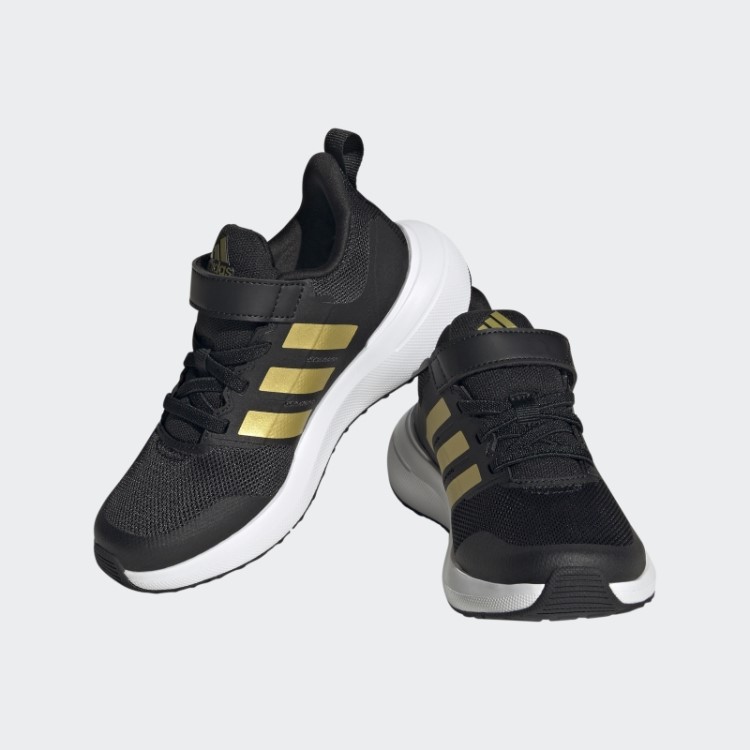 Adidas Fortarun 2.0 Cloudfoam Sapato De Renda Elástico Com Tira Superior Dourado Metálico