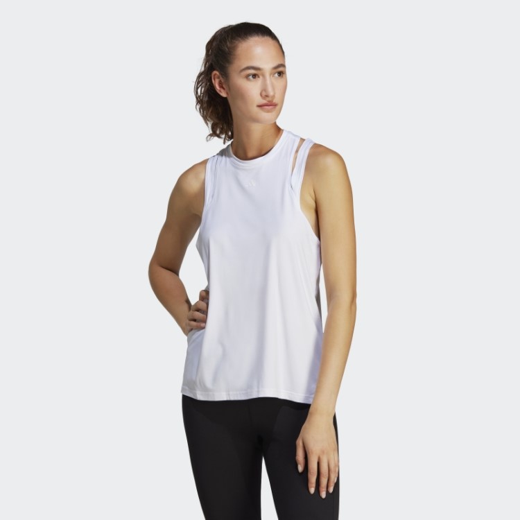 Regata Adidas Aeroready Train Essentials Branca Com Logo De 3 Barras