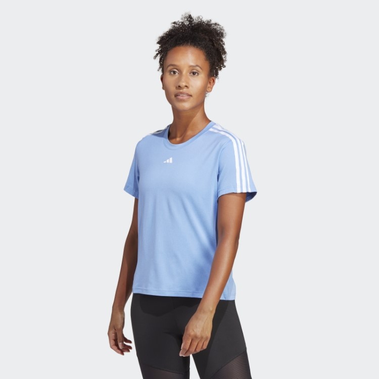 Camiseta Com As Três Listras Blue Aeroready Train Essentials Da Adidas