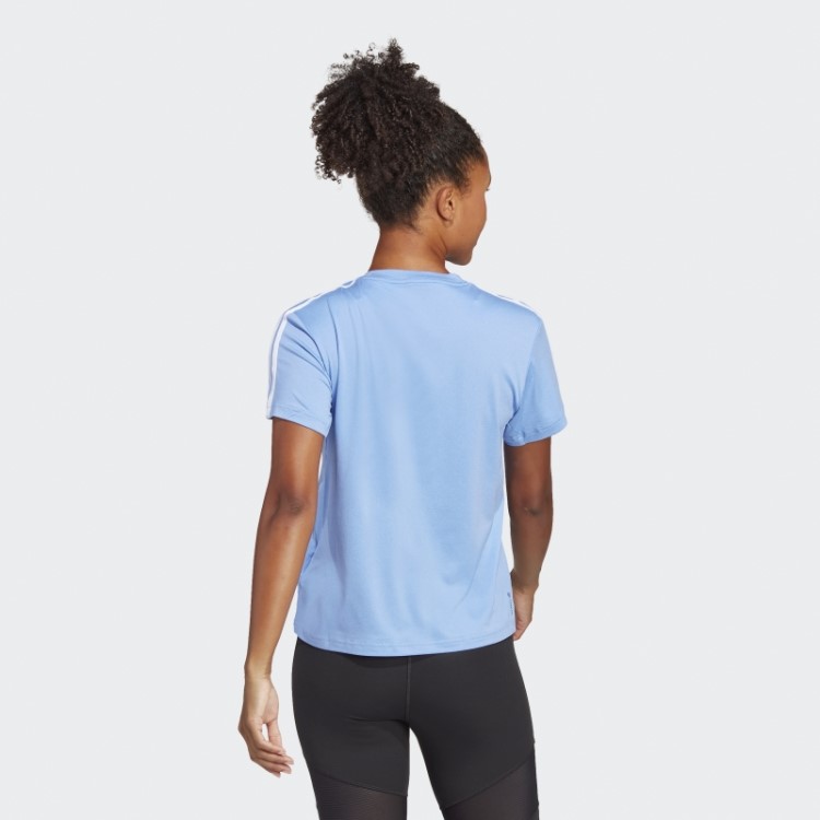 Camiseta Com As Três Listras Blue Aeroready Train Essentials Da Adidas
