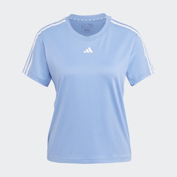 Camiseta Com As Três Listras Blue Aeroready Train Essentials Da Adidas