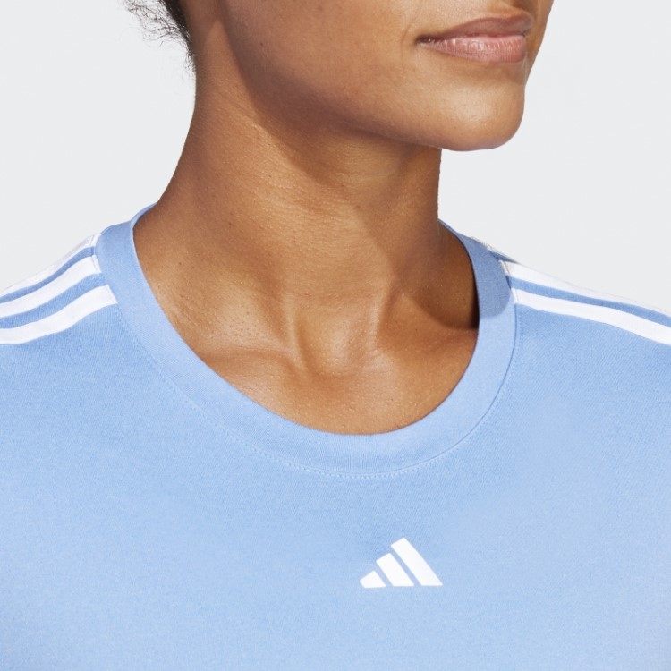 Camiseta Com As Três Listras Blue Aeroready Train Essentials Da Adidas