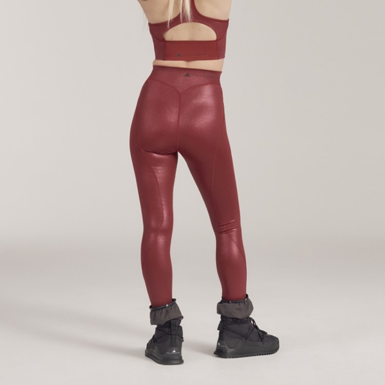 Adidas By Stella Mccartney Leggings De Treinamento Brilhante Moda Bordô