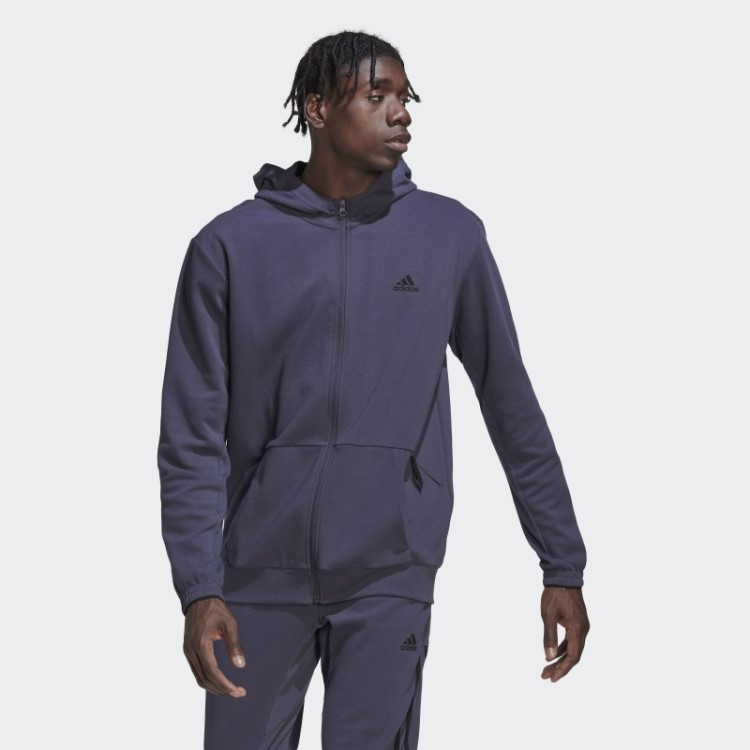 Moletom Com Capuz Azul Marinho Adidas Aeroready Yoga