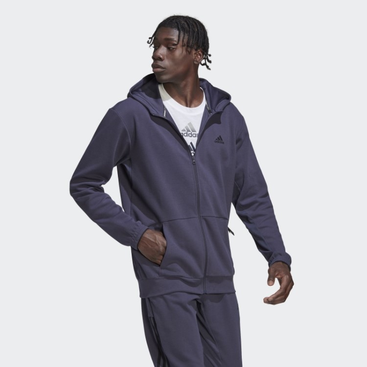 Moletom Com Capuz Azul Marinho Adidas Aeroready Yoga