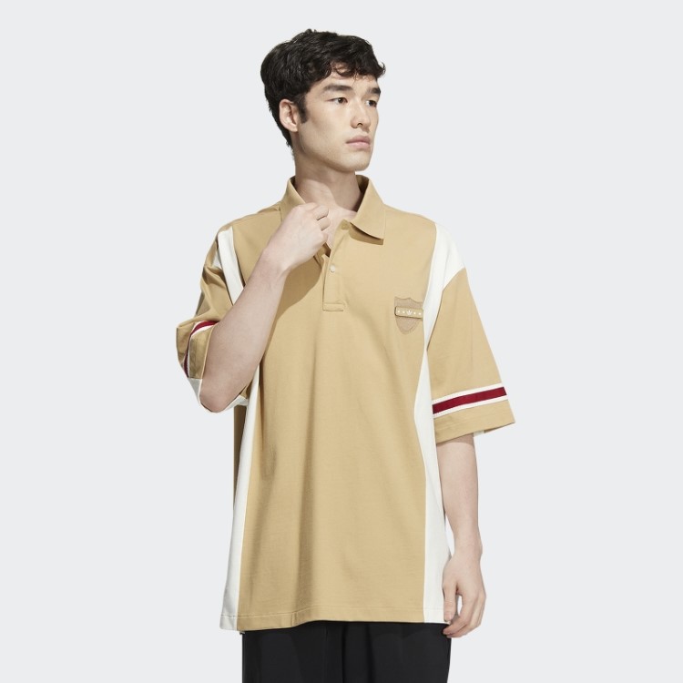 Camisa Polo Manga Curta Adidas Modern Collegiate Em Tom Bege