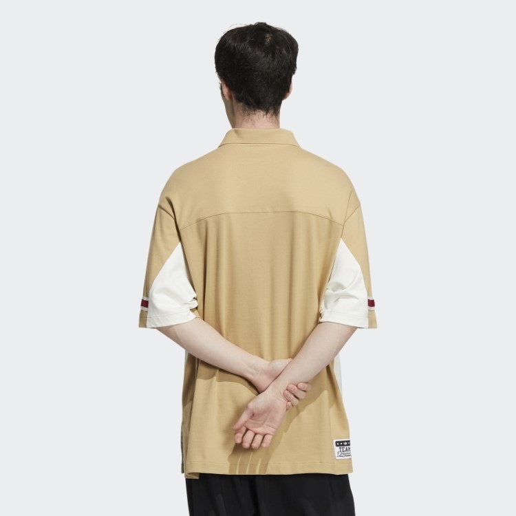 Camisa Polo Manga Curta Adidas Modern Collegiate Em Tom Bege