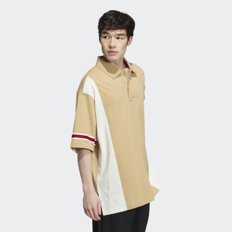 Camisa Polo Manga Curta Adidas Modern Collegiate Em Tom Bege