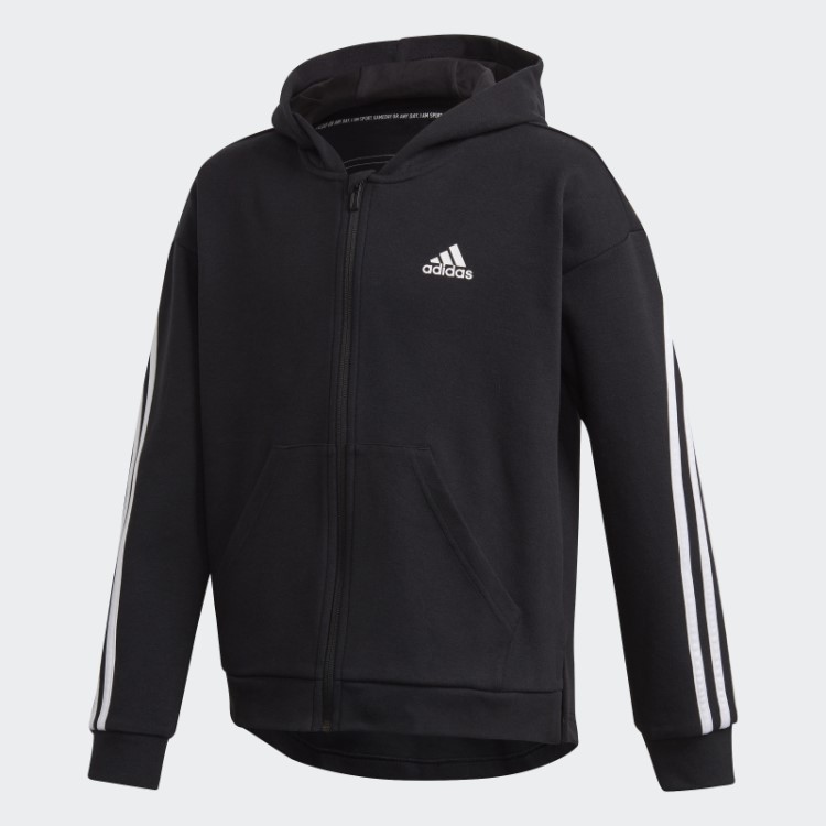 Moletom Com Capuz Preto Com As Três Listras Da Adidas