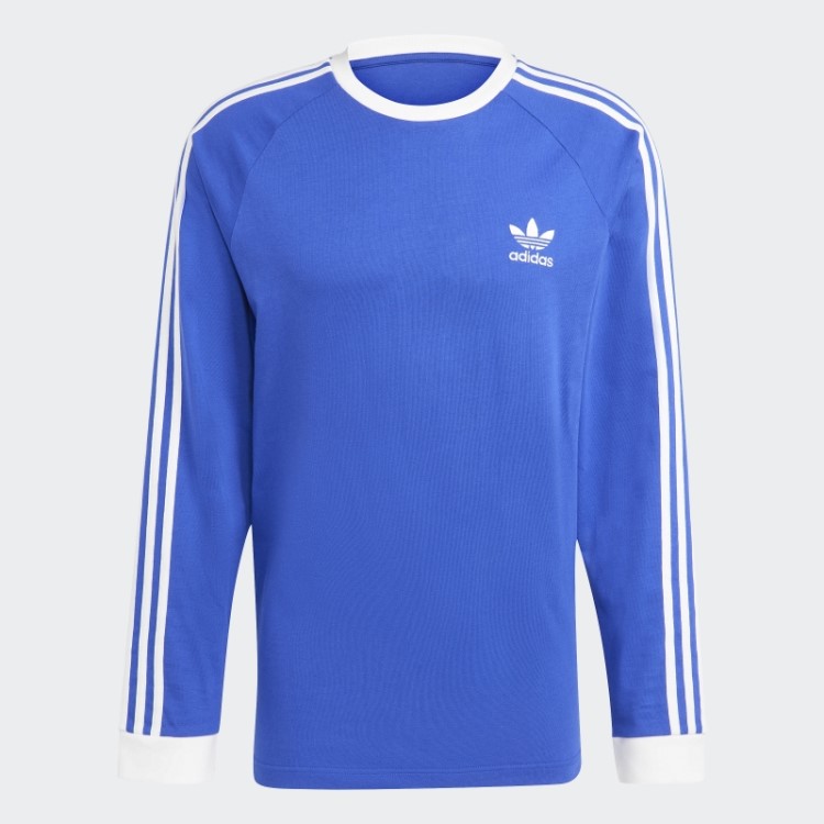 Blusa Manga Longa Adidas Blue Adicolor Classics Com As Três Listras