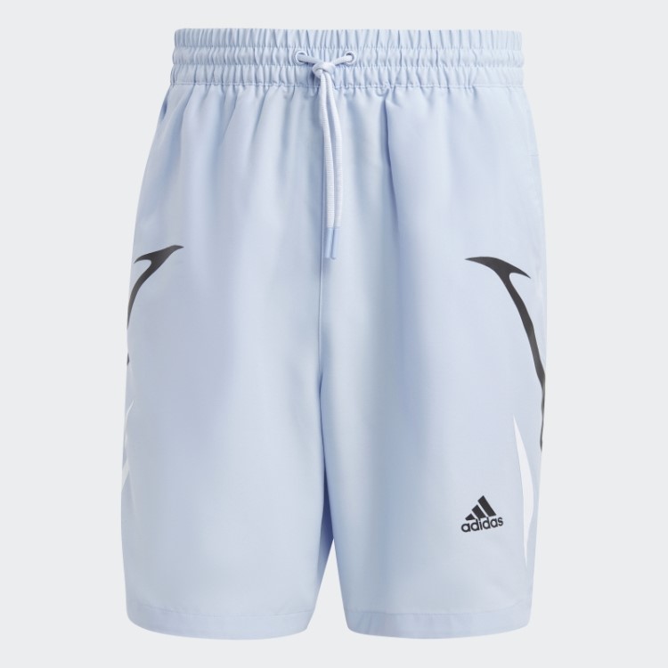 Short Azul Adidas Com Trama Colorblock