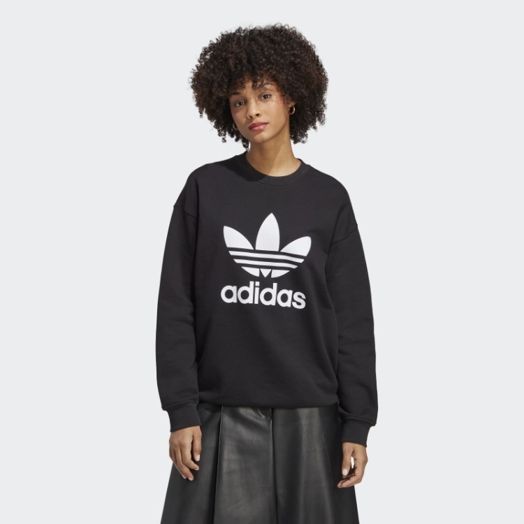 Moletom Preto Adidas Trefoil Crew