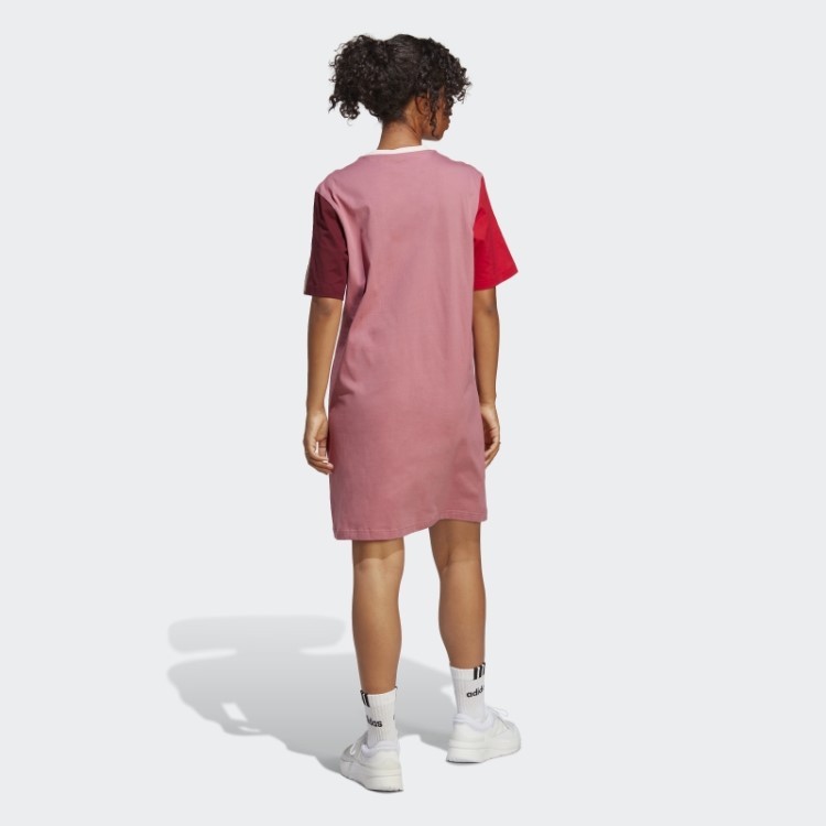 Essentials 3 Stripes Vestido De Manga Curta Para Namorado Rosa Adidas