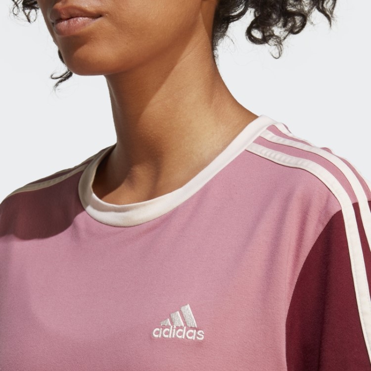 Essentials 3 Stripes Vestido De Manga Curta Para Namorado Rosa Adidas