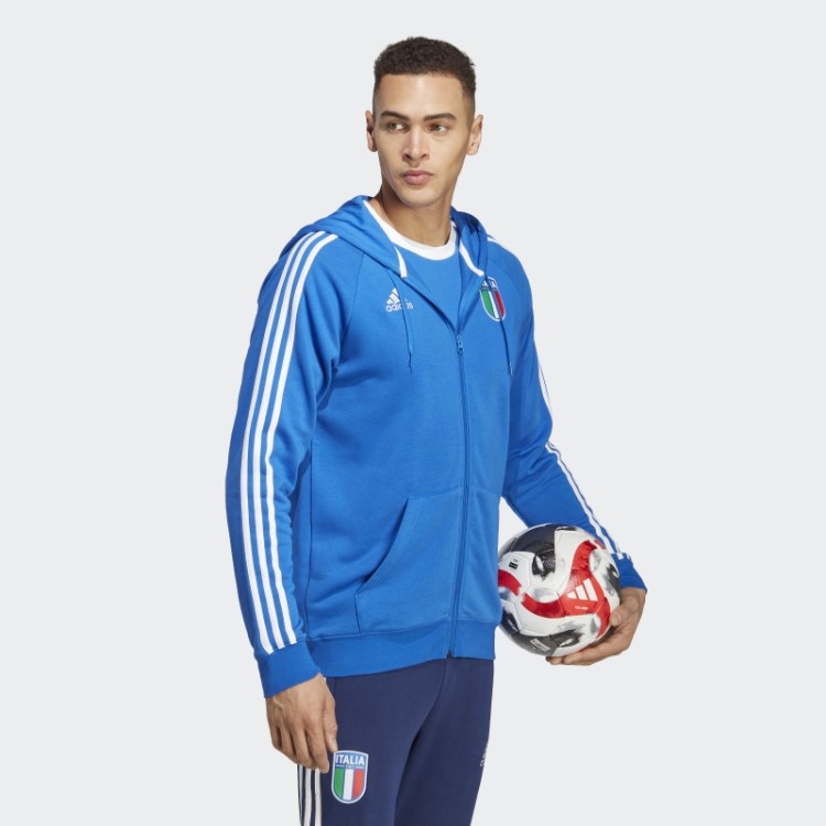 Moletom Com Zíper Azul Italiano Da Adidas
