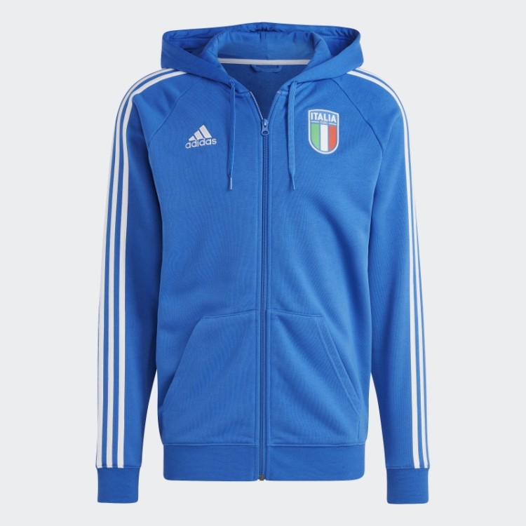 Moletom Com Zíper Azul Italiano Da Adidas
