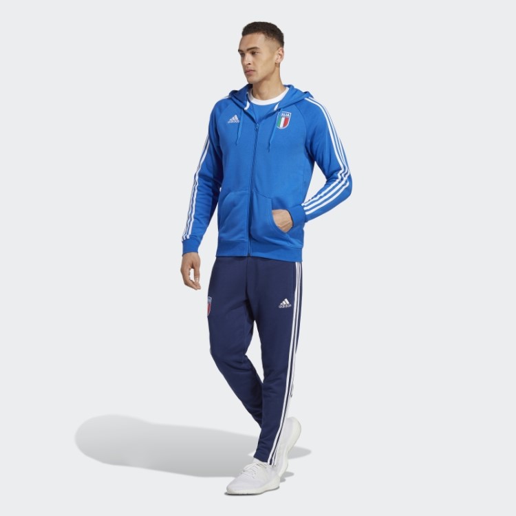 Moletom Com Zíper Azul Italiano Da Adidas