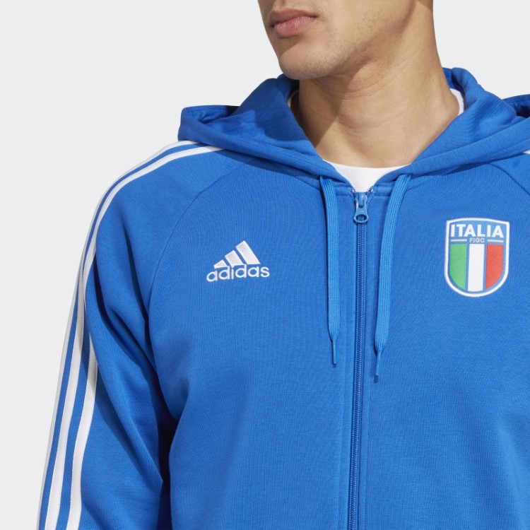 Moletom Com Zíper Azul Italiano Da Adidas