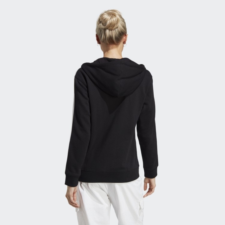 Adidas Essentials 3 Stripes French Terry Regular Com Capuz Com Zíper Completo Preto