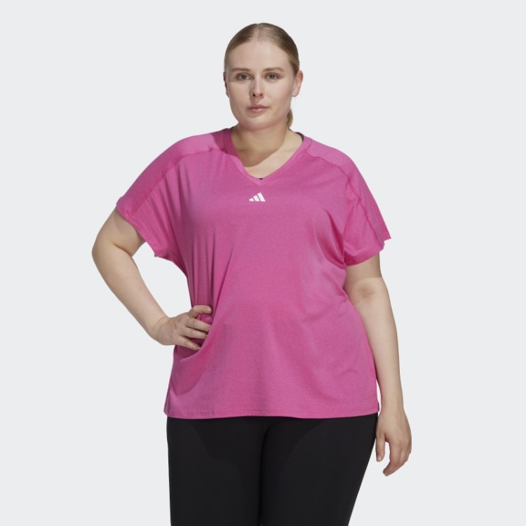 Camiseta Aeroready Train Essentials Minimal Branding Com Decote Em V (tamanho Grande) Fúcsia Adidas