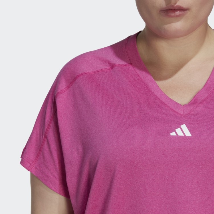 Camiseta Aeroready Train Essentials Minimal Branding Com Decote Em V (tamanho Grande) Fúcsia Adidas