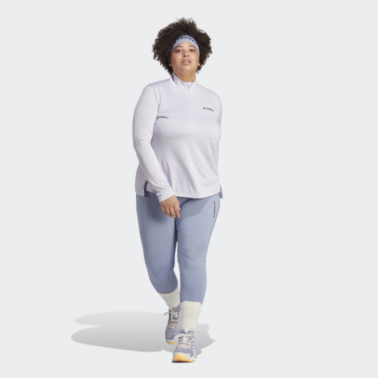 Top Terrex De Manga Longa Com Meio Zíper (tamanho Grande) Adidas Silver Dawn
