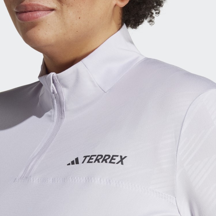 Top Terrex De Manga Longa Com Meio Zíper (tamanho Grande) Adidas Silver Dawn