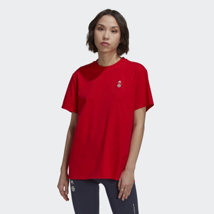 T-shirt Vermelha Adidas Com Estampa Do Fc Bayern