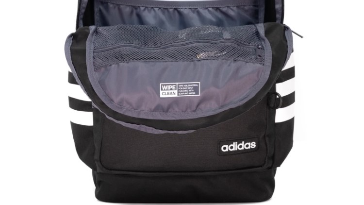 Mochila Clássica Cinza Claro Com As Três Listras Adidas
