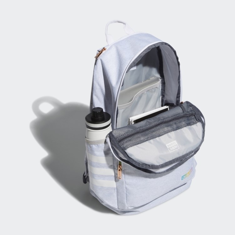 Mochila Clássica Cinza Claro Com As Três Listras Adidas