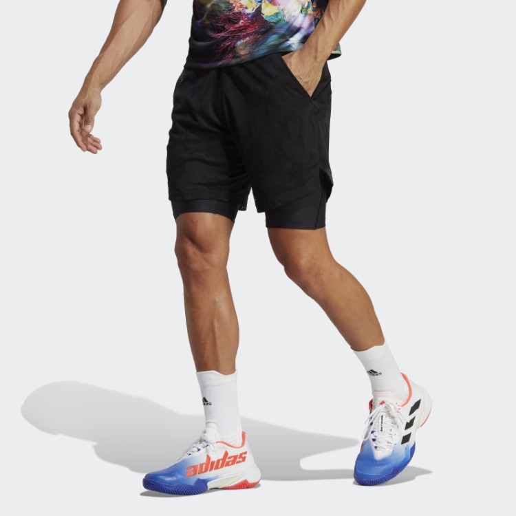 Bermuda De Tênis Melbourne Dois Em Um De 7 Polegadas Adidas Preto