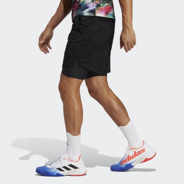 Bermuda Adidas Black Melbourne Tênis Dois Em Um 7 Polegadas