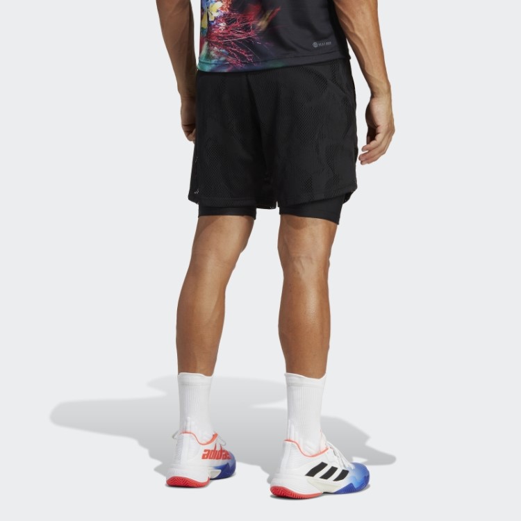 Bermuda Adidas Black Melbourne Tênis Dois Em Um 7 Polegadas
